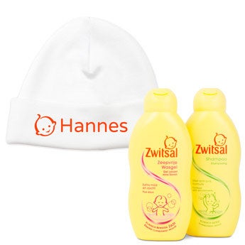 Zwitsal Babypflege Set + Babymütze mit Namen