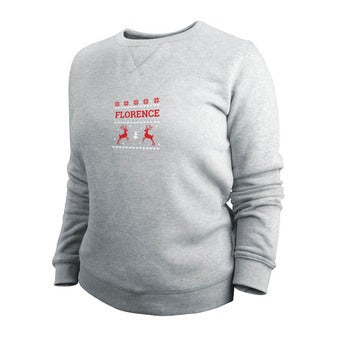 Personlig julesweater - Dame - Grå - XL