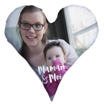 Coussin F&ecirc;te des M&egrave;res - Coeur avec photo recto-verso