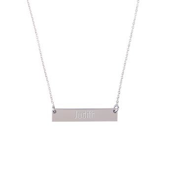 Silver bar necklace with name