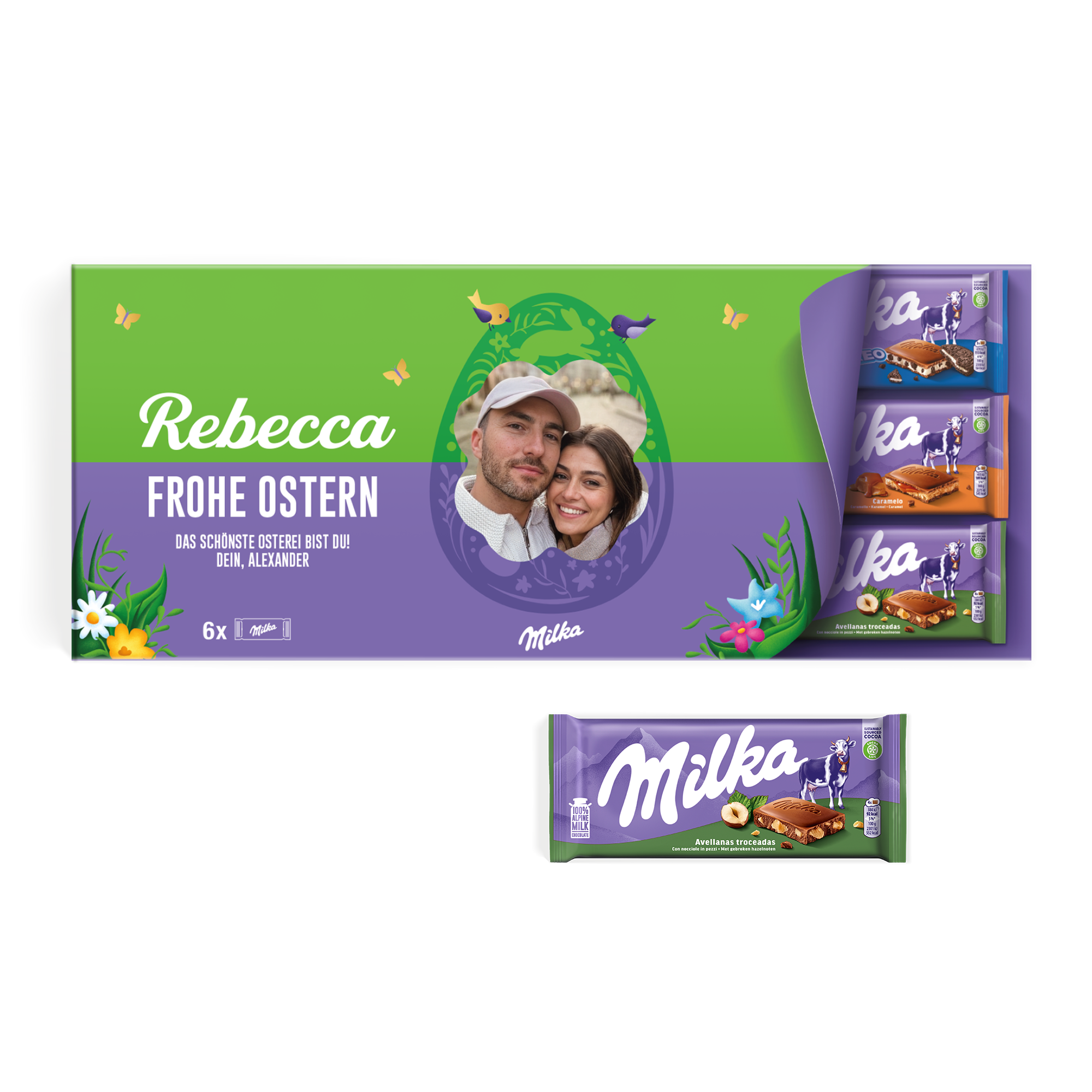 Riesen Milka Schokolade personalisieren mit Foto & Name - 6 Tafeln