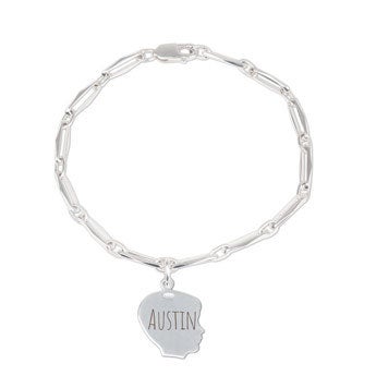 Silver charm bracelet - Child's head - Boy