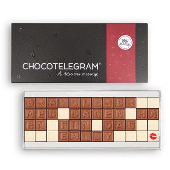 Sjokolade-telegram med tekst