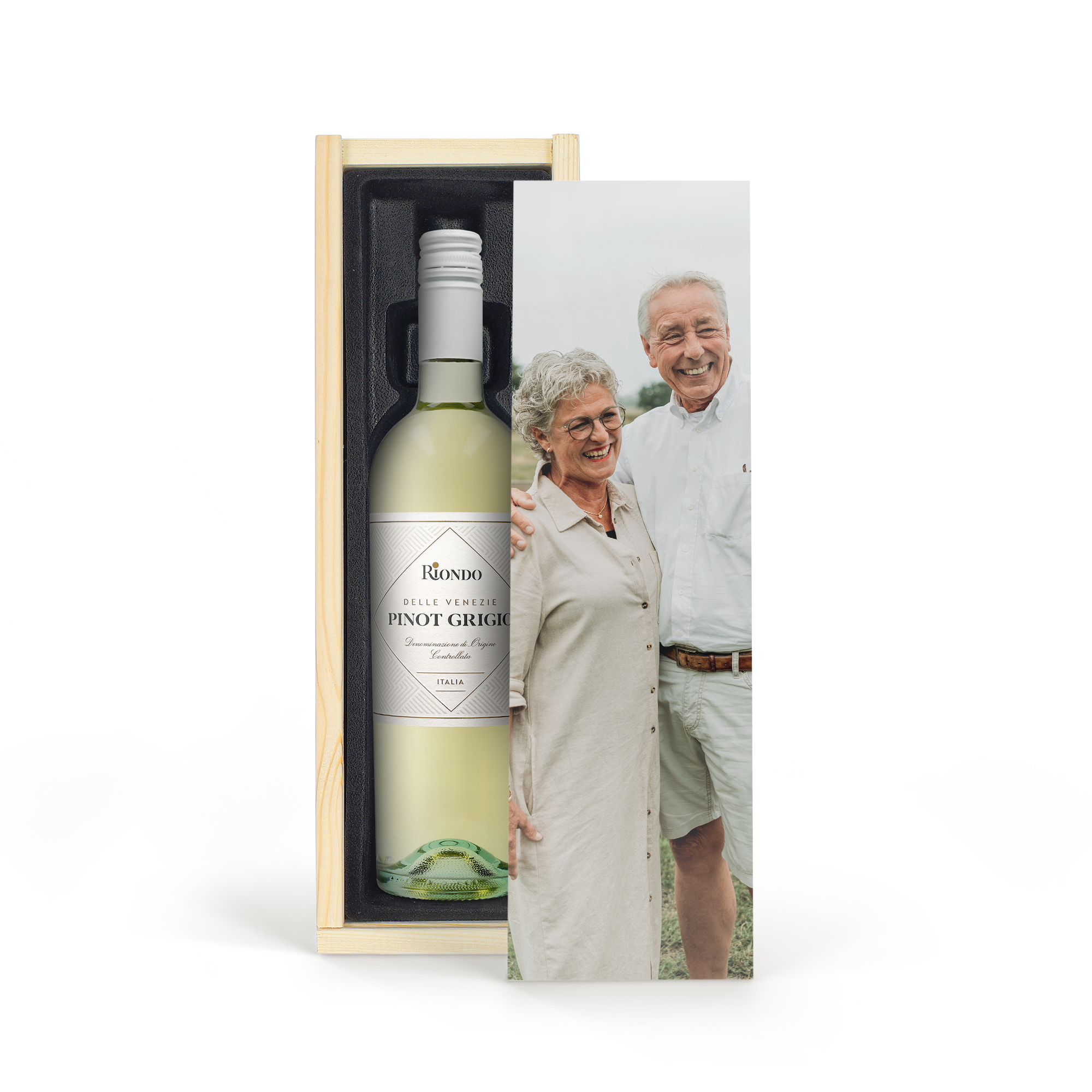 Vinho com caixa personalizada -Riondo Pino Grigio