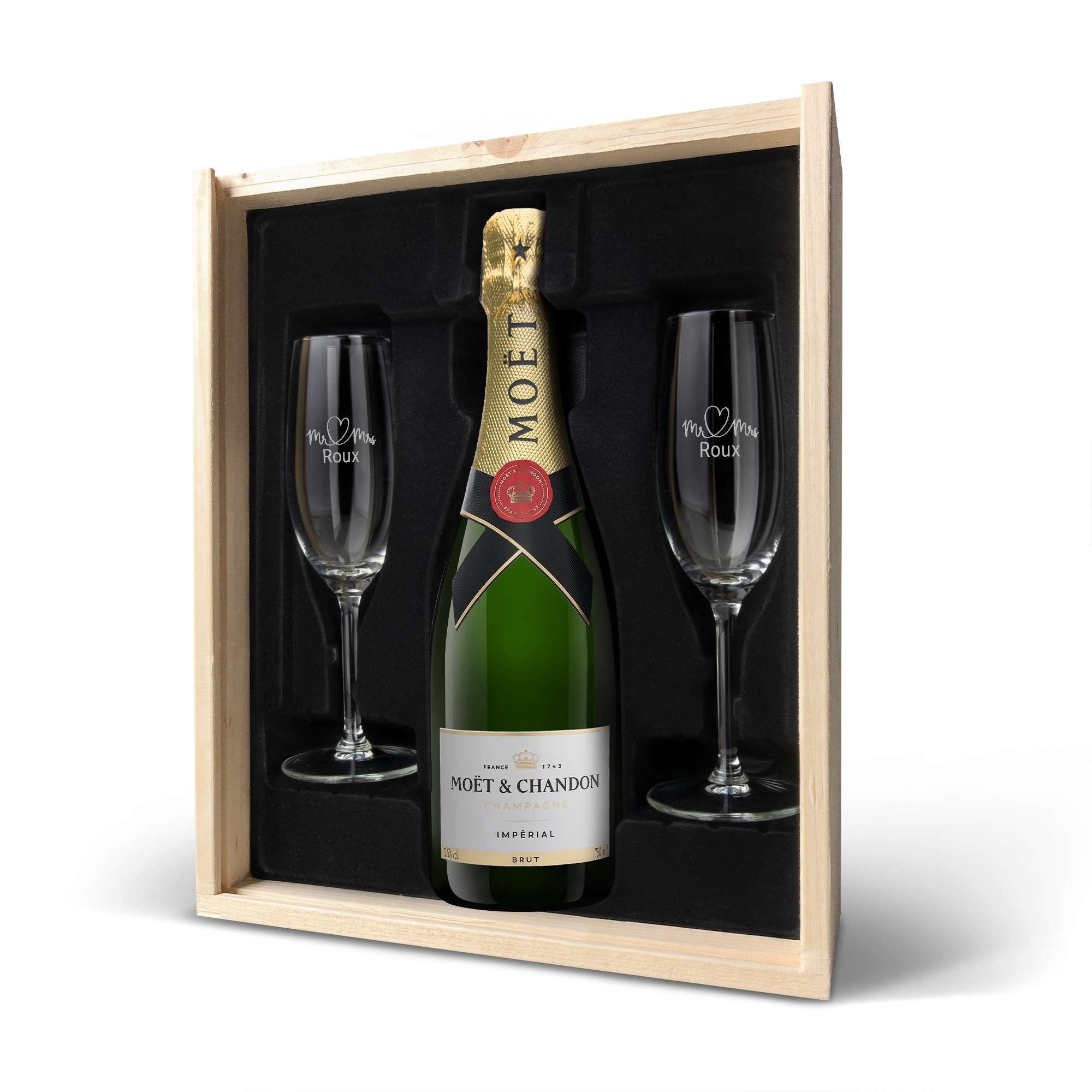 Coffret champagne personnalisÃ© - MoÃ«t & Chandon - avec flÃ»tes