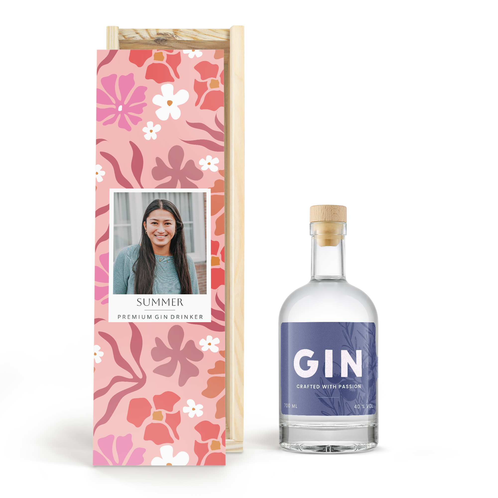 Gin personalisieren – Gingeschenkset mit bedruckter Holzkiste - YourSurpriseEigenmarke