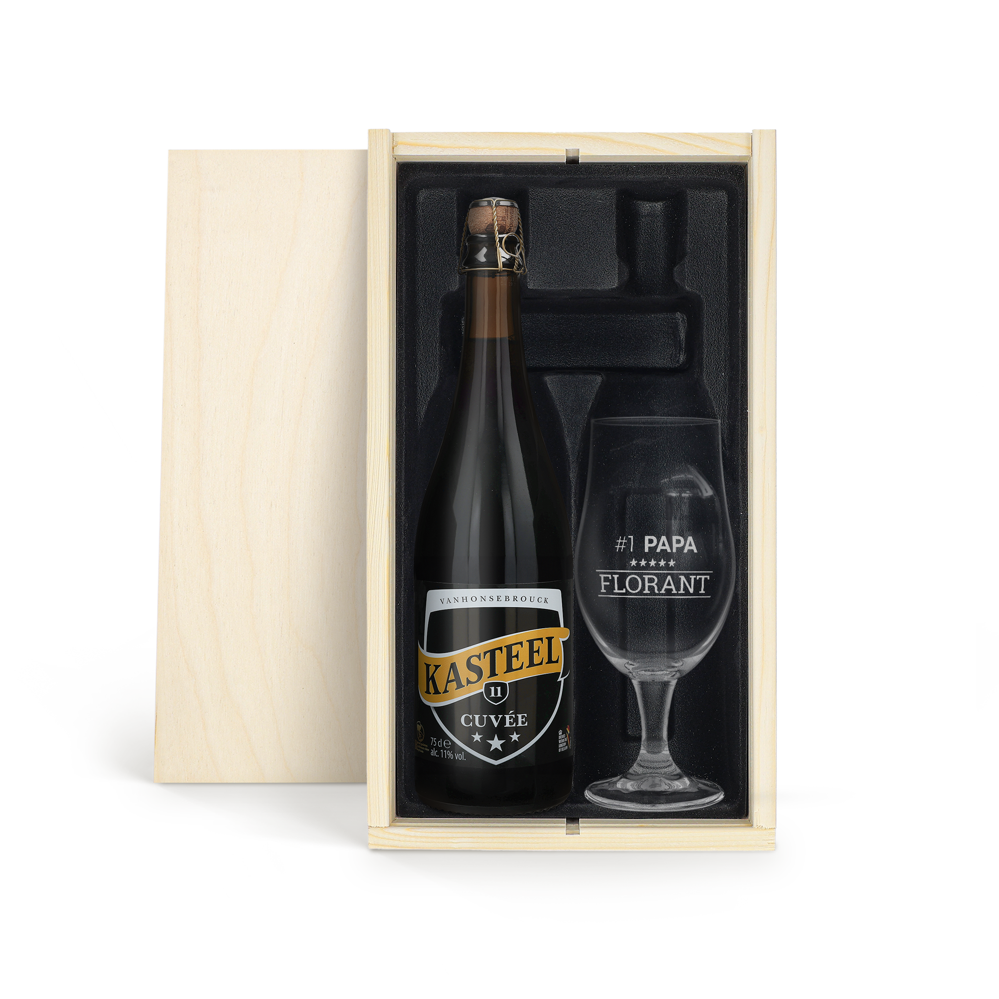 Coffret à bière Cuvée du Château et Verre gravé