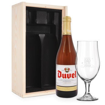 Father's day beer gift set with engraved glass - Duvel