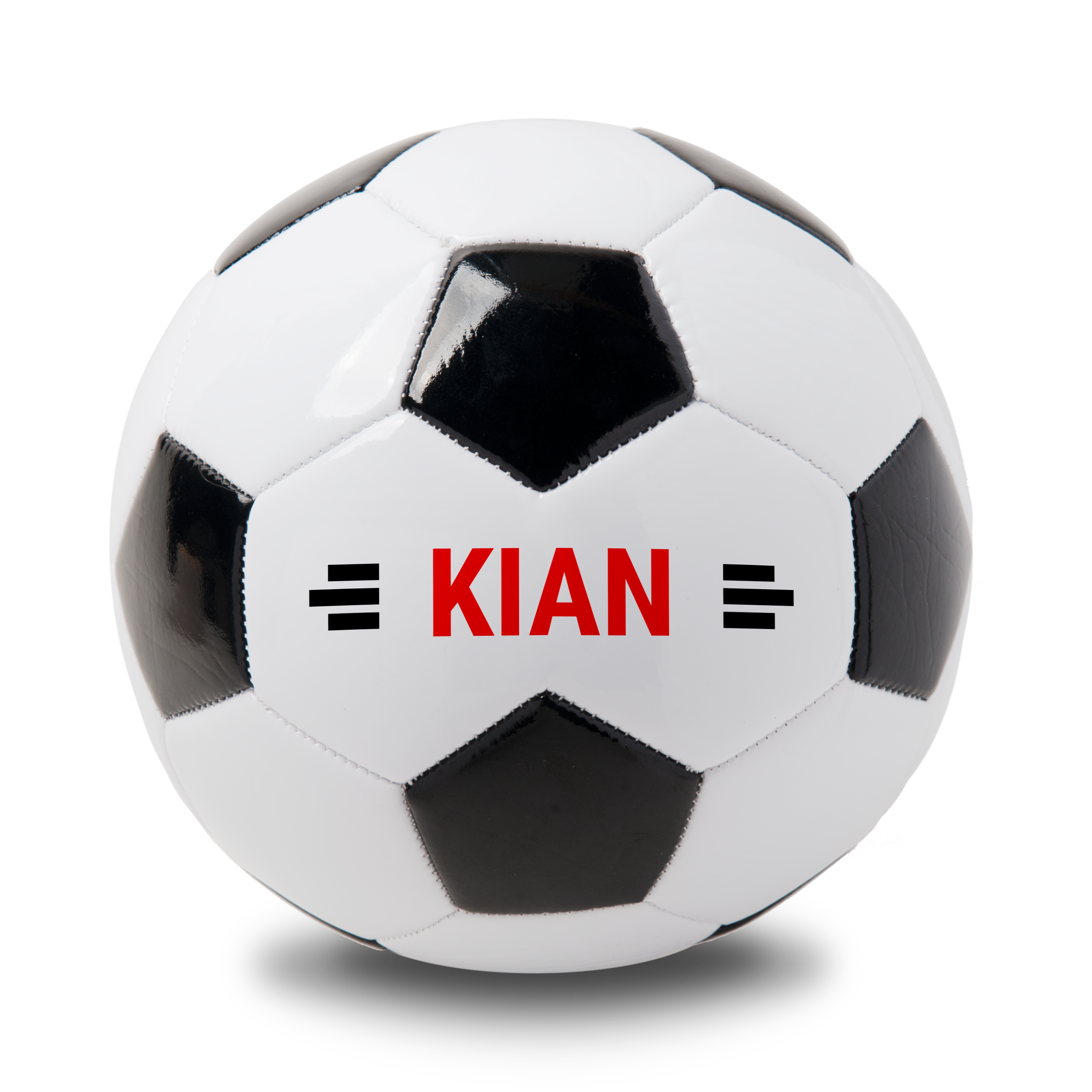 Fotboll med tryckt namn