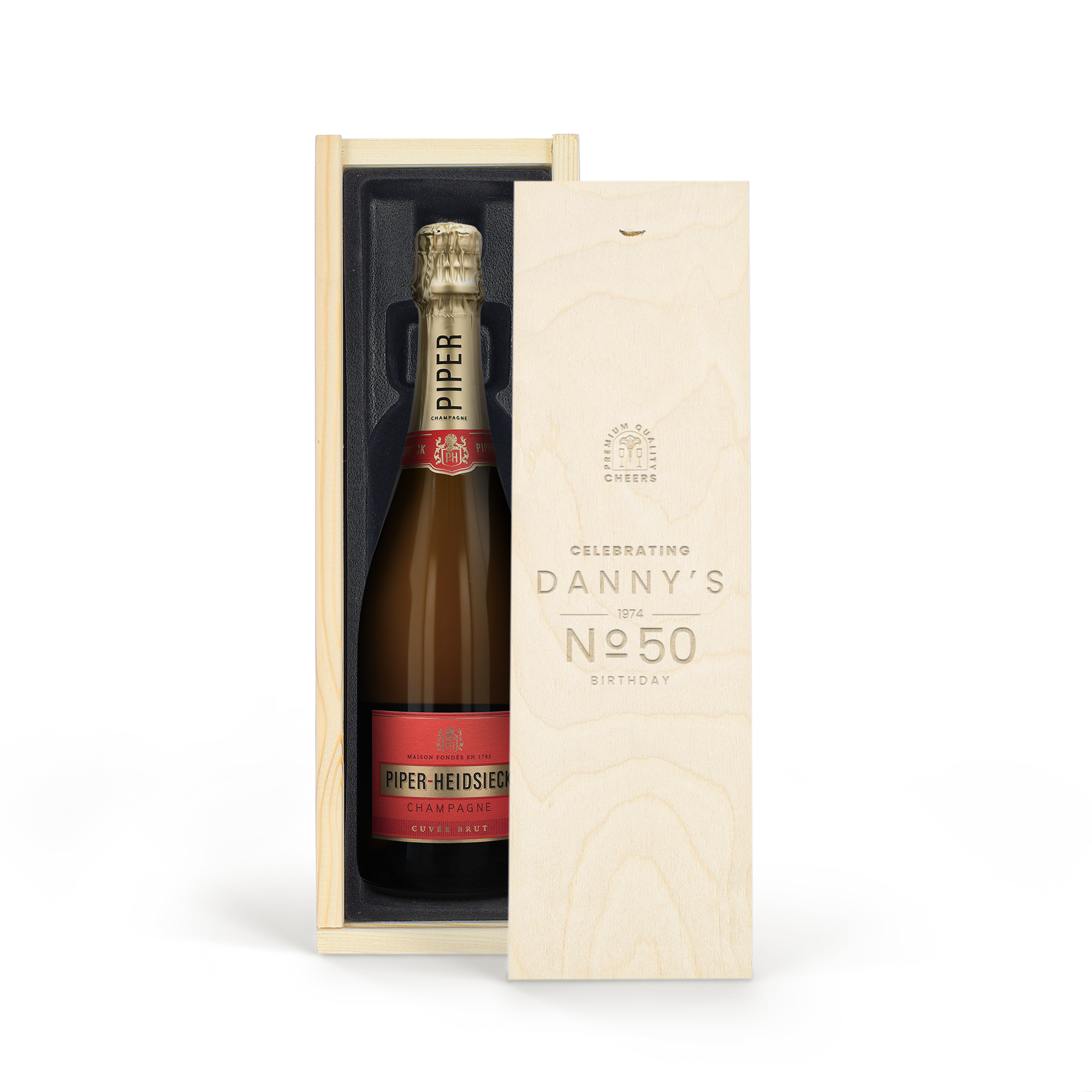 Coffret Champagne - Piper Heidsieck Brut (750 ml) - Couvercle gravé