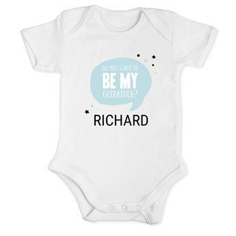 Personalised baby babygrow - Will you be my godfather - White - 50/56