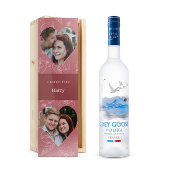 Personalised Vodka Gift - Grey Goose - Wooden Case