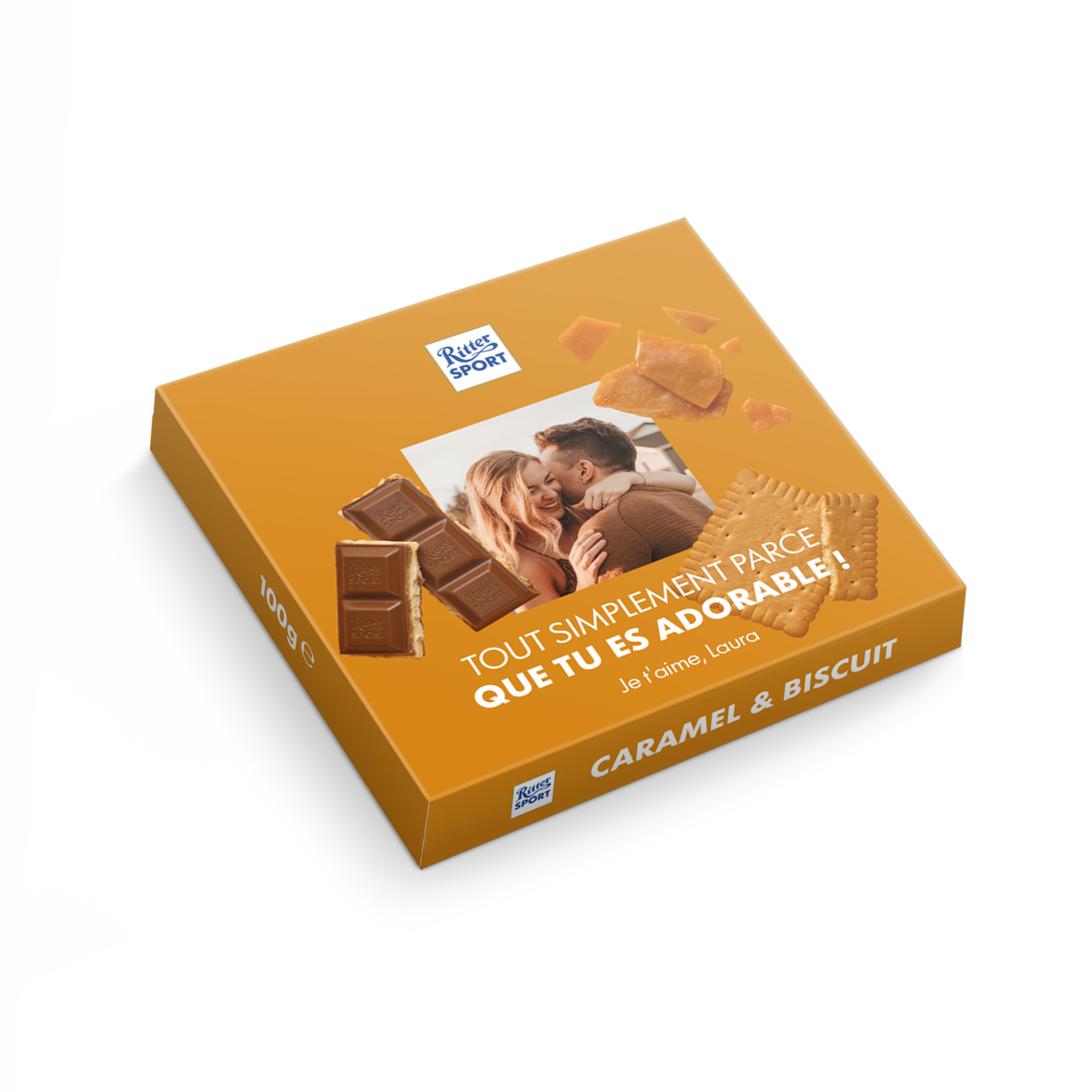 Chocolat Ritter Sport personnalisé - Biscuit au caramel