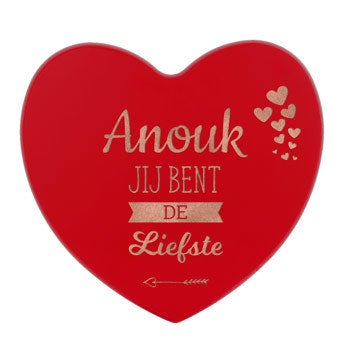 Houten hart - Rood