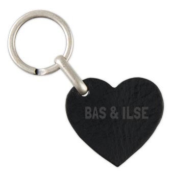 Leren sleutelhanger - Hart - Zwart