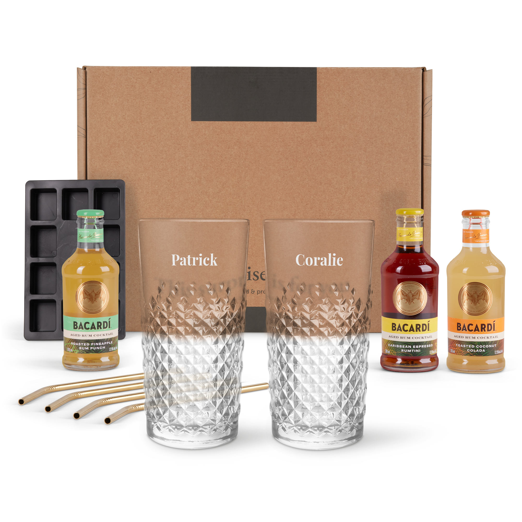 Coffret cocktail avec verres personnalisés