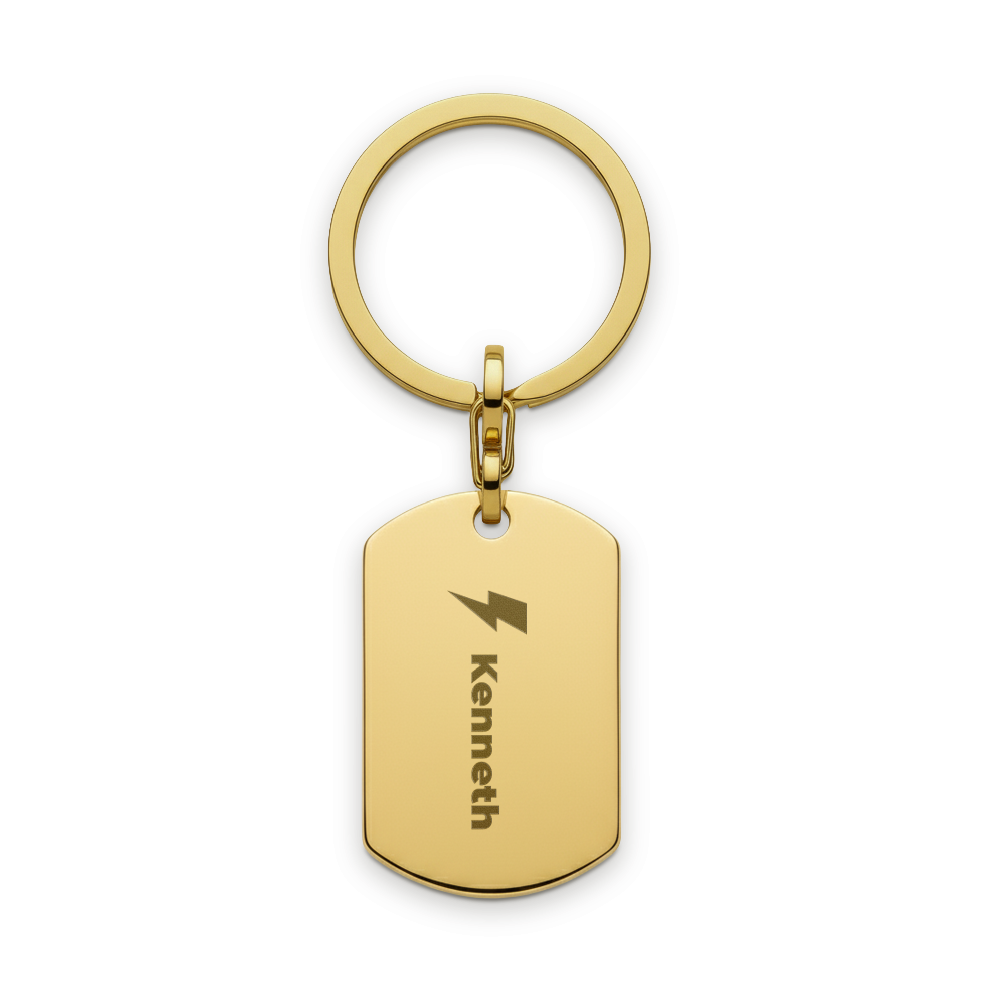 Engraved key ring- Dog Tag - Gold