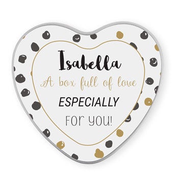 Tin memory box - heart-shaped