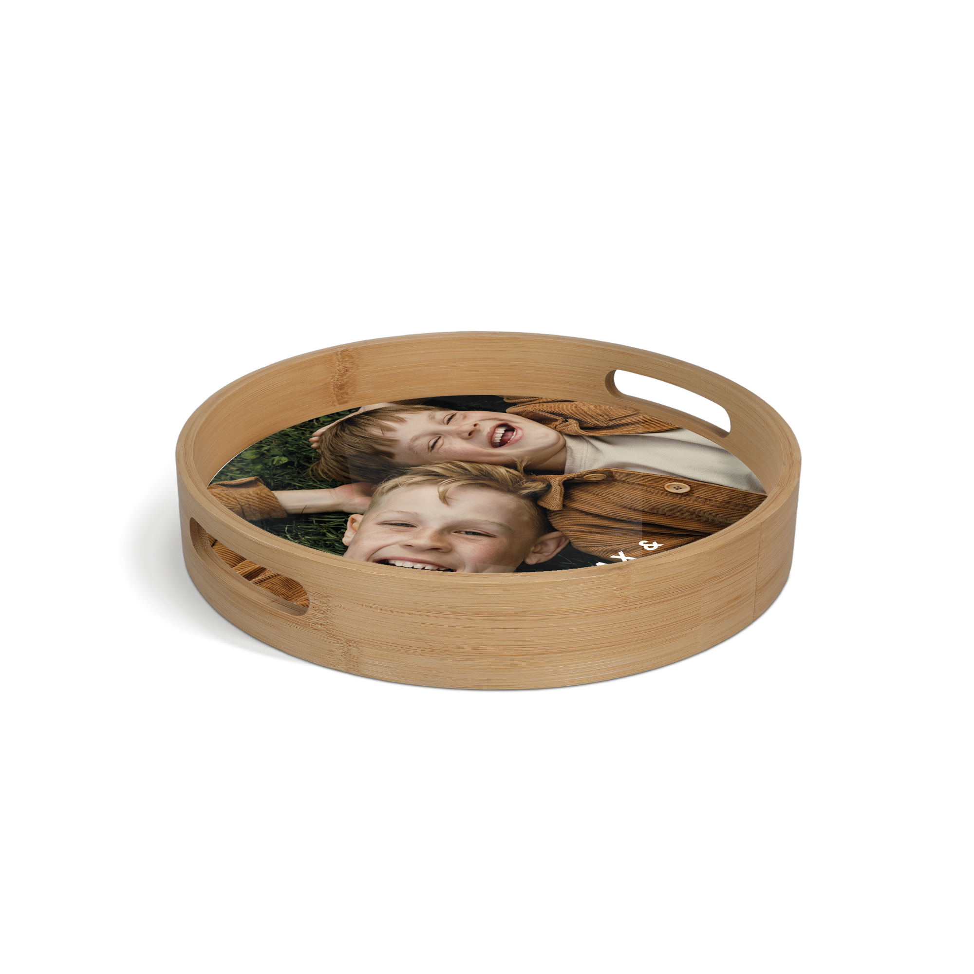 Personalised serving tray - Round - Wood - 30 cm