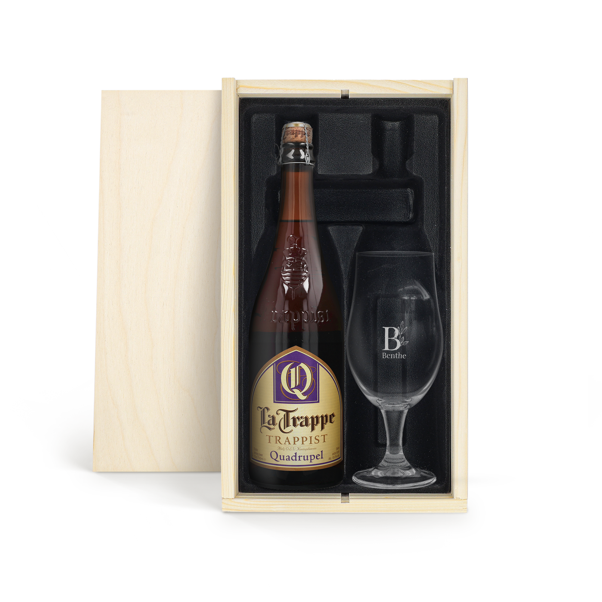 Bierpakket met gegraveerd glas - La Trappe Quadrupel