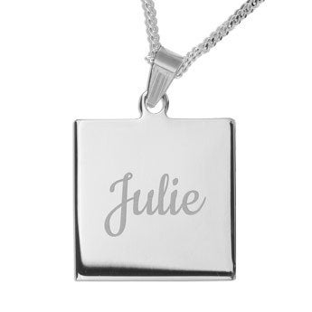 Nome Pendant - Square (Rhodium)