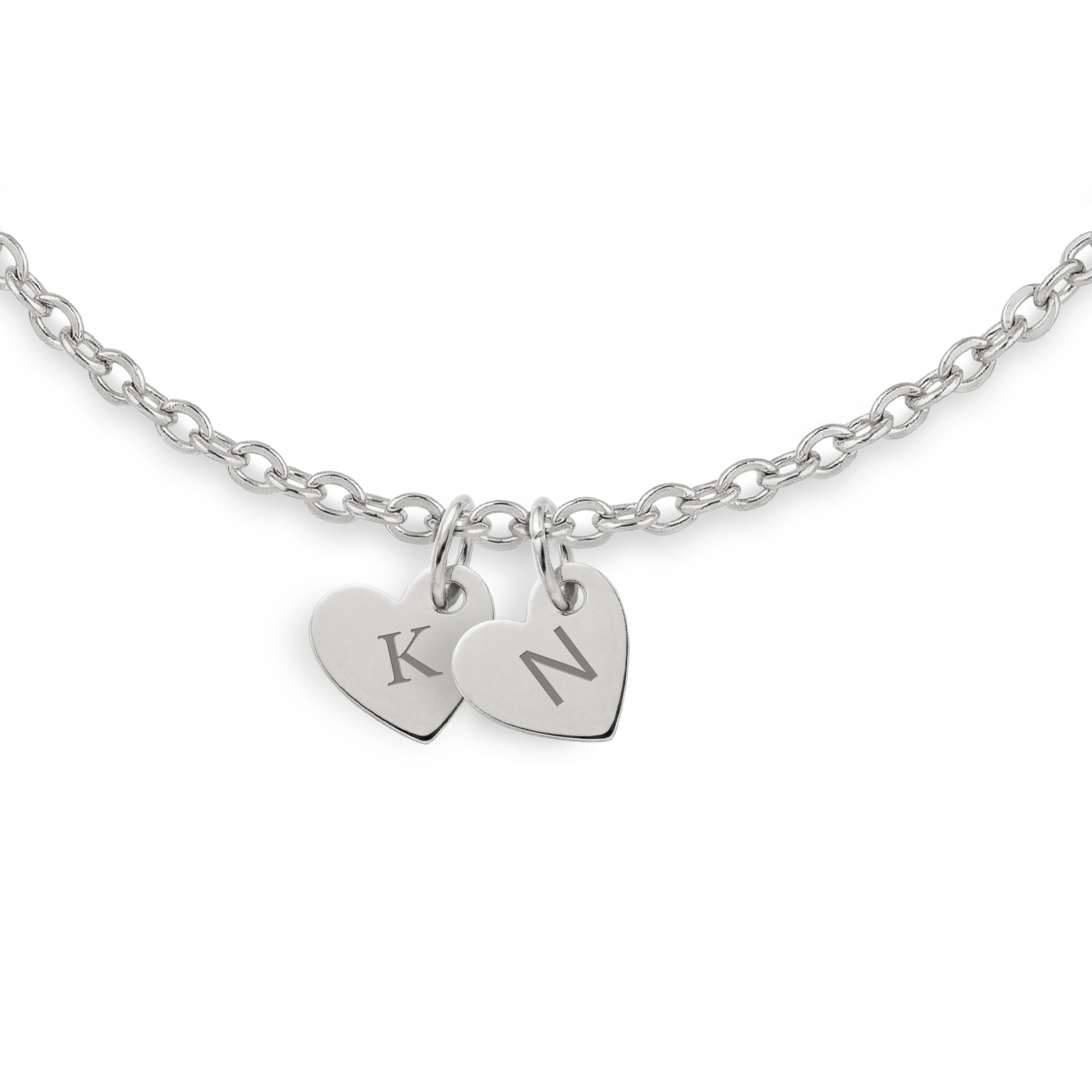 Halskette mit Initialen - Herz - Silber - 2 Stück