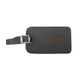 Porte étiquette bagage en cuir - Noir