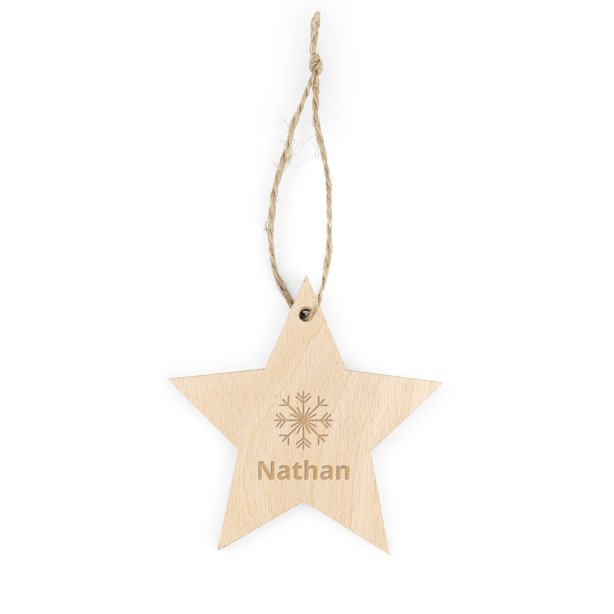 Personalised Christmas decorations - Wood - Engraved - Star - 8 pcs