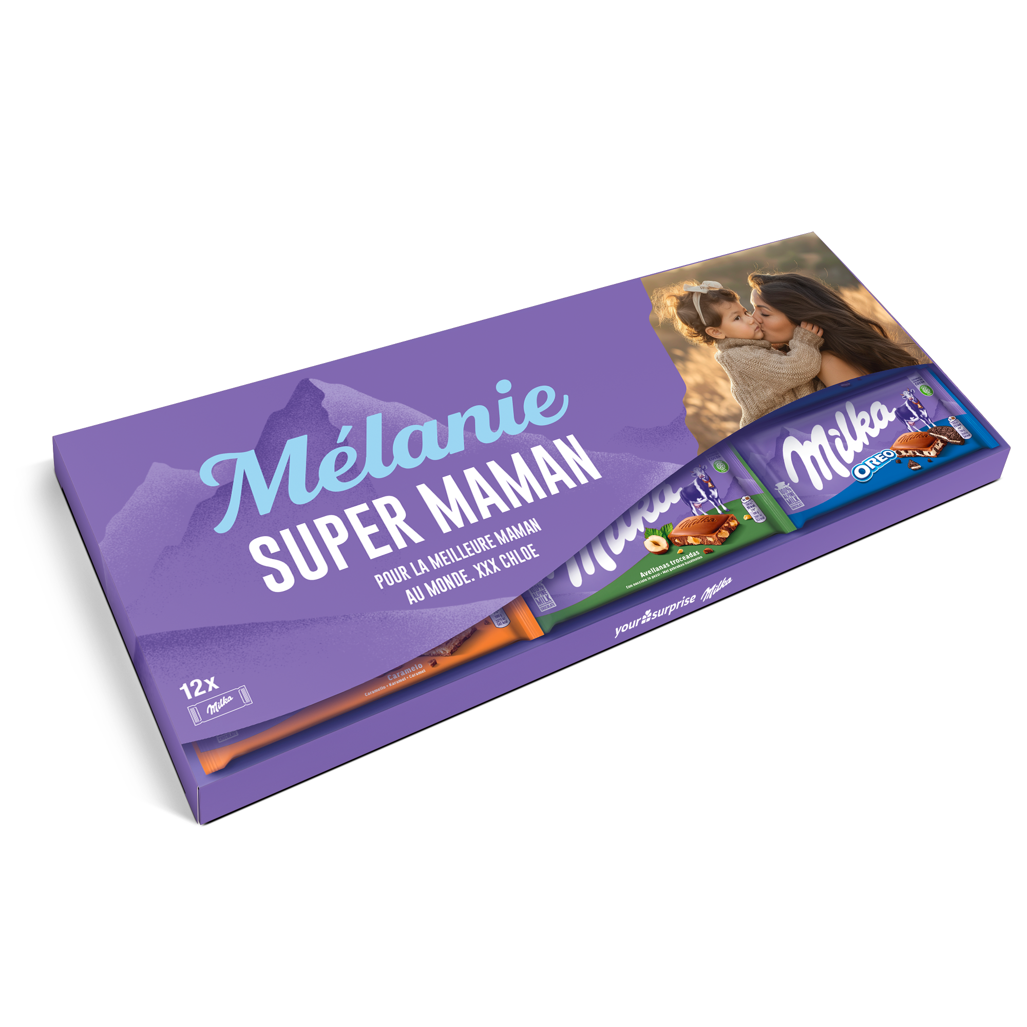 Méga tablette de chocolat Milka personnalisée - 1200 grammes