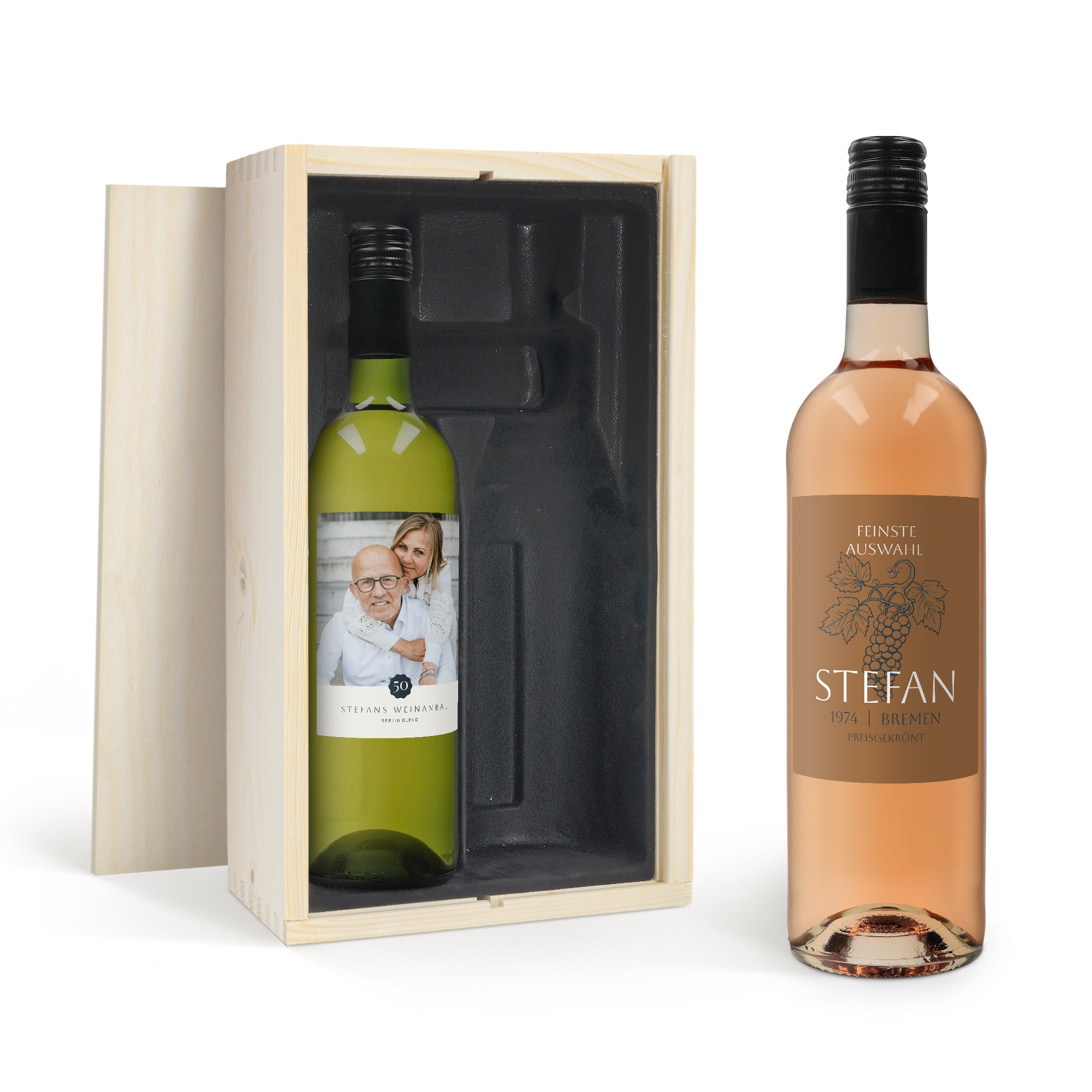 Wein Geschenkset Belvy Weiß&Rosé mit personalisiertem Etikett