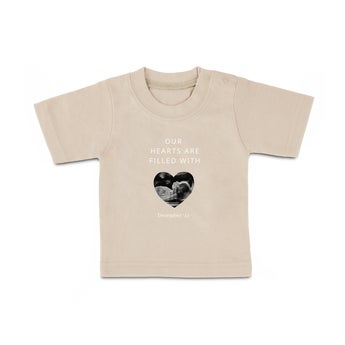 Babyskjorta med tryck - kort ärm - Beige