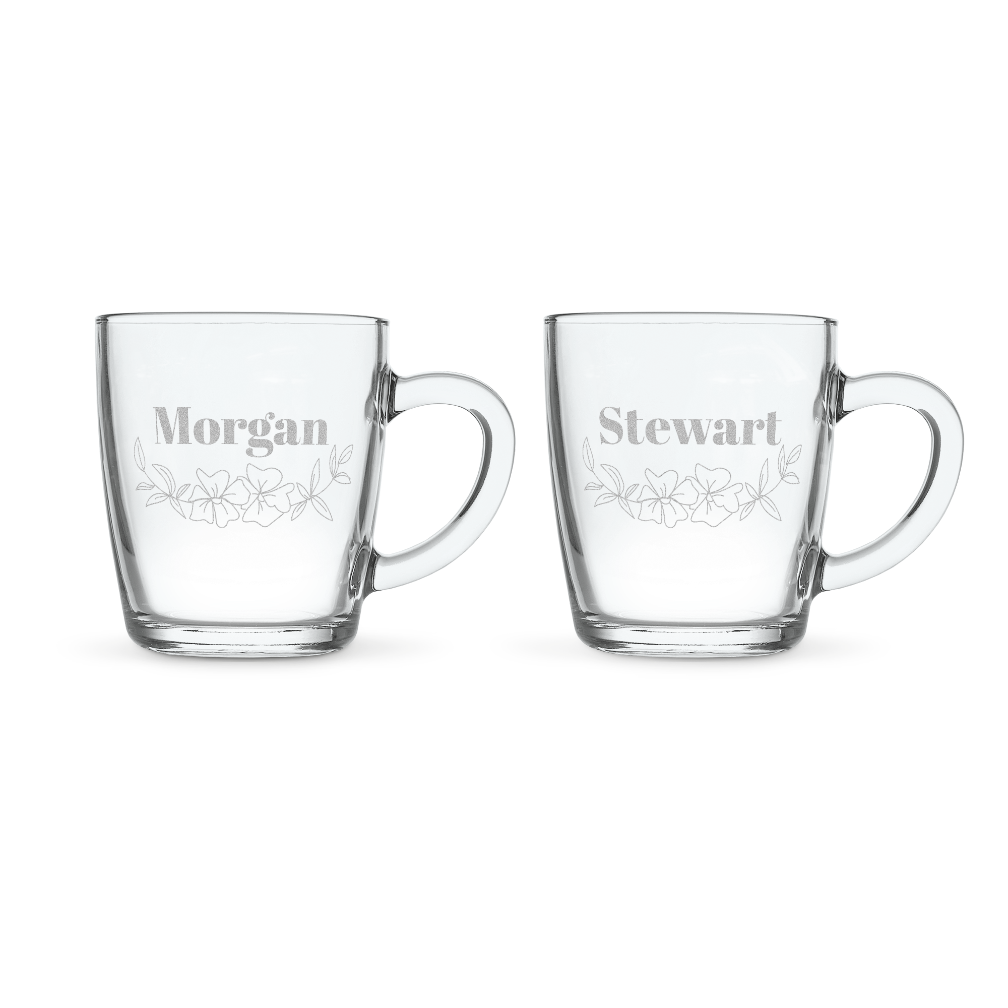 Personalised glass mug - 2pcs - Engraved