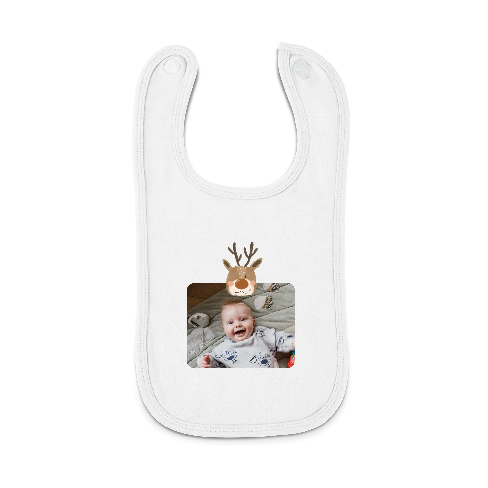 Bavaglino Personalizzato Neonato - Primo Natale - Bianco