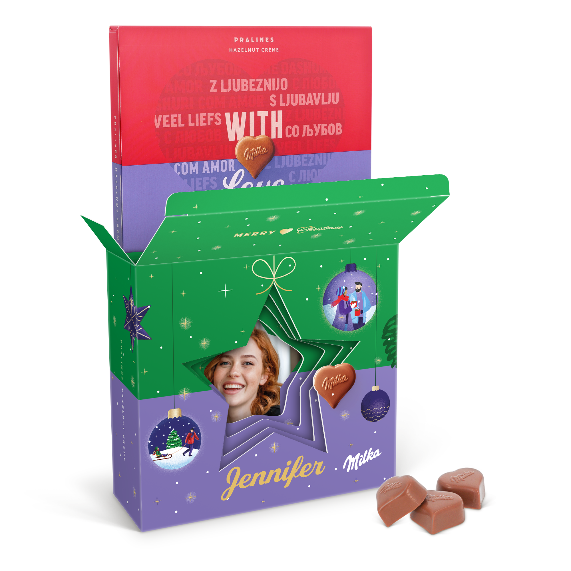 Personalisierte Milka 3D-Geschenkbox - Weihnachten