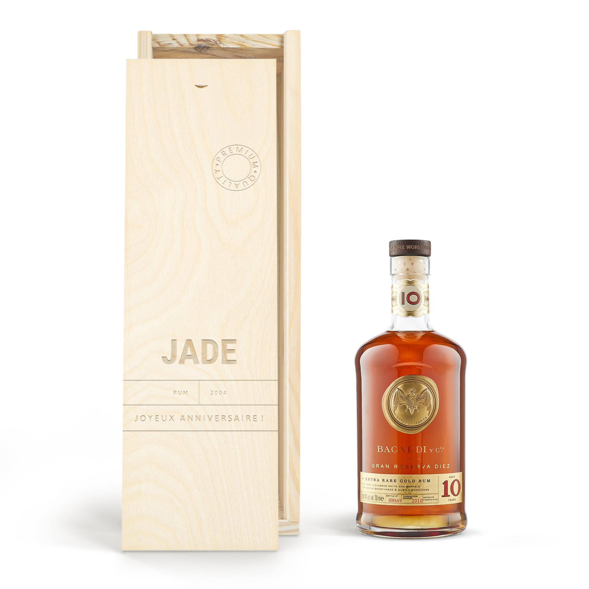 Rhum Bacardi Gran Reserva Diez - Coffret gravé