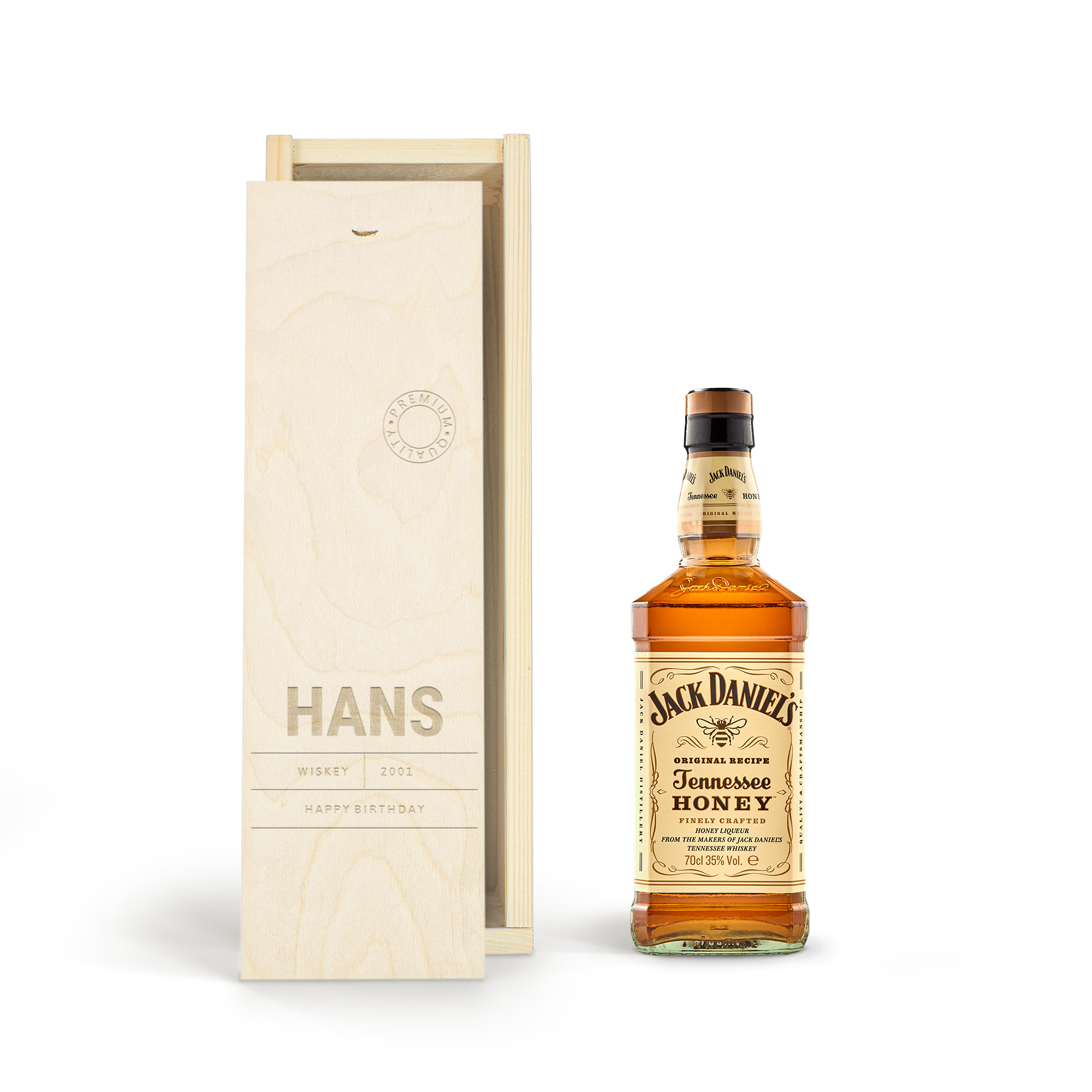 Whiskey in gegraveerde kist - Jack Daniels Tennessee Honey