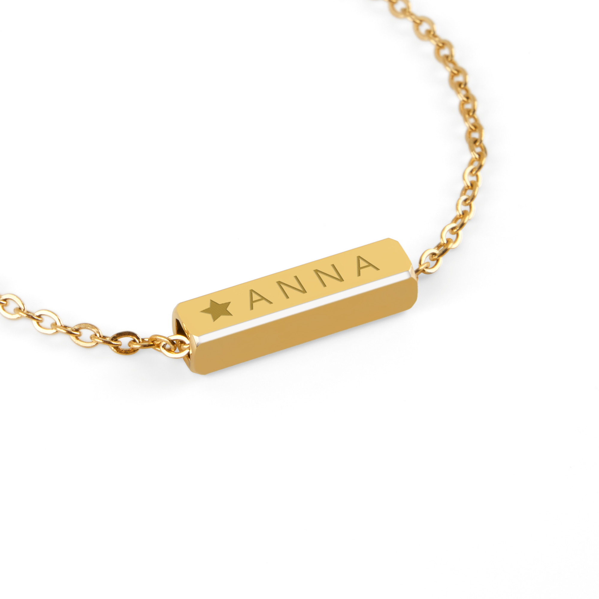 Bracelet avec tube rectangulaire - Couleur or