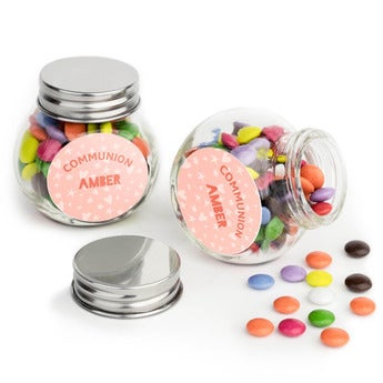 Personalised Mini Glass Jar Favours with Chocolates