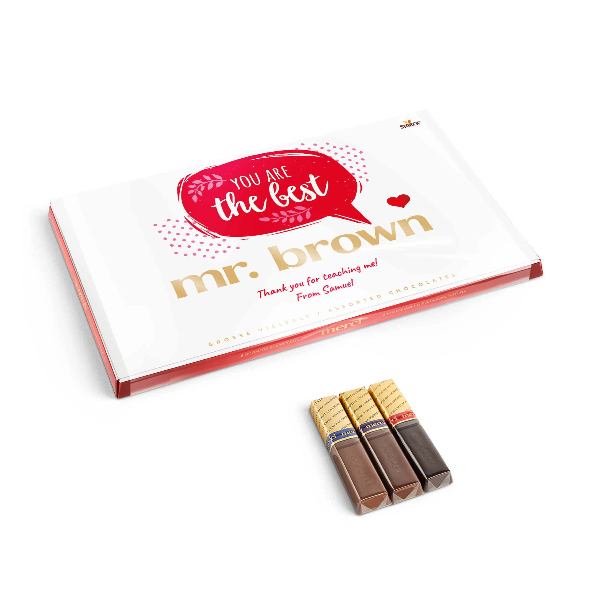 Personalised Merci Chocolate Gift Box & Greeting Card