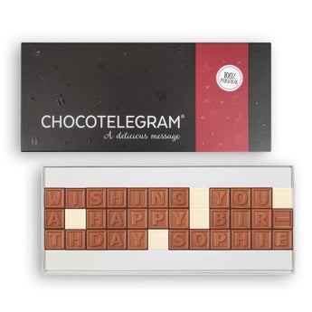 Sjokolade-telegram med tekst