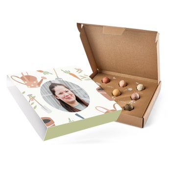 Wildflower seed bombs gift box with personalised sleeve