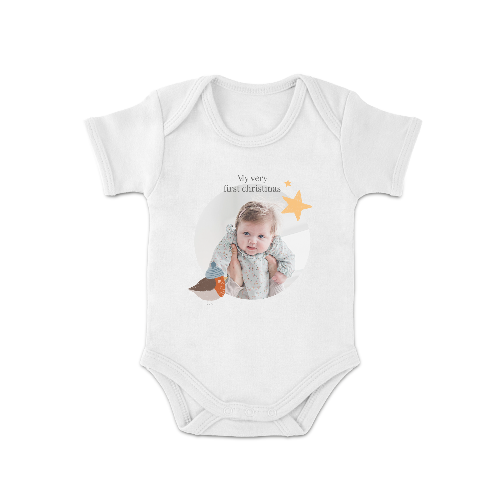 Az első karácsonyi babygrow - Nyomtatott - Rövid ujjú - Fehér - 74/80