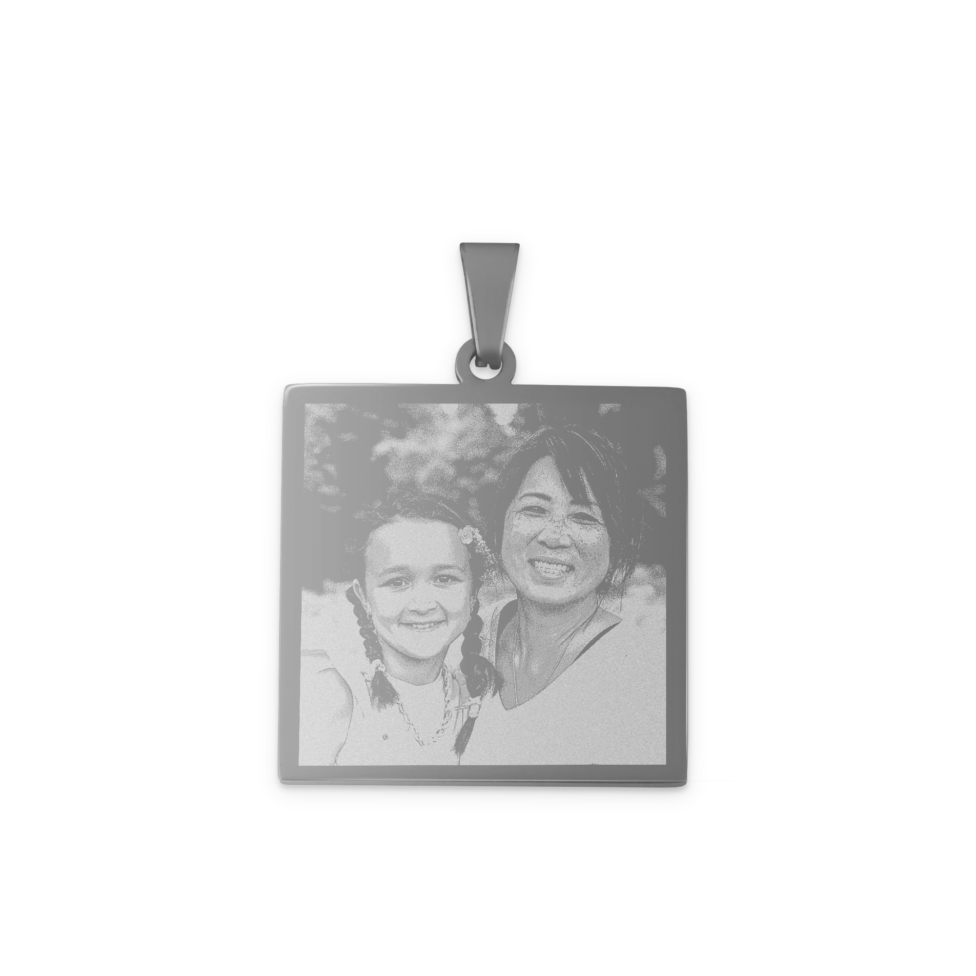 Square pendant with photo - silver