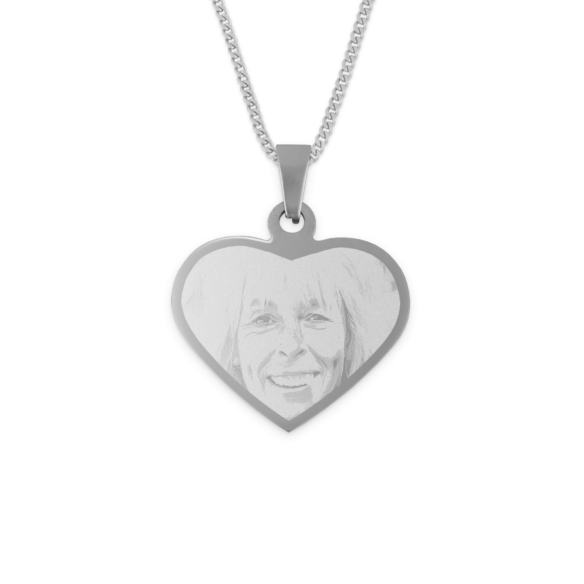 Srdcový náhrdelník s fotografií - stříbrný