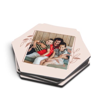 Lasinaluset kuvalla - kuusikulmio - 4 kpl