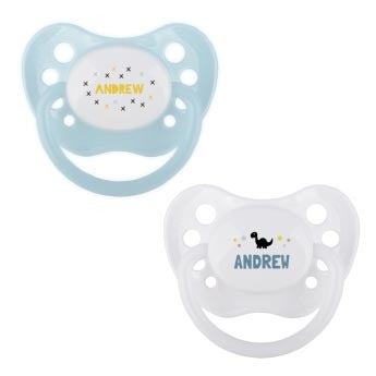 Personalised pacifiers - Set of 2 - White & Blue