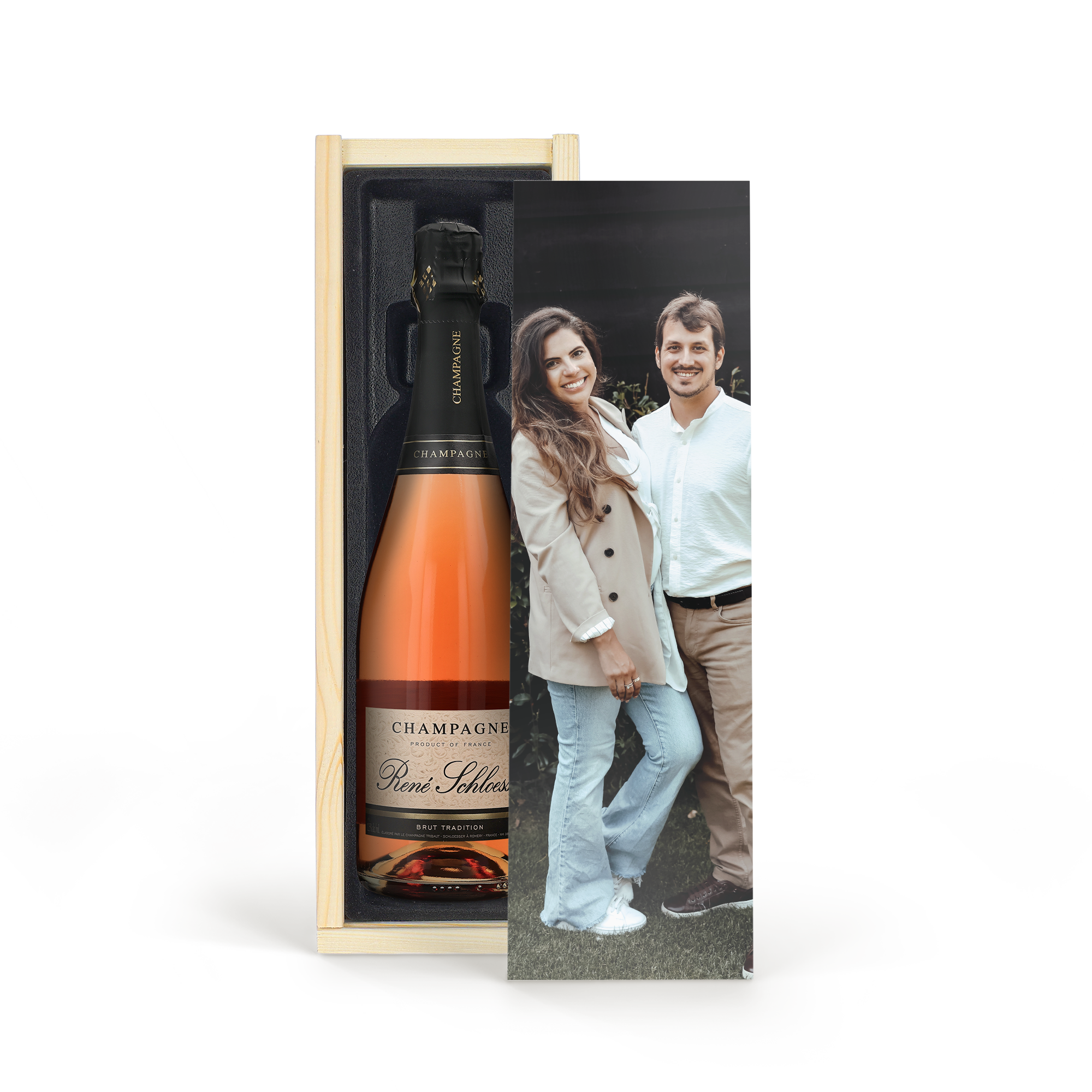 Champagne in bedrukte kist - René Schloesser rosé (750ml) 