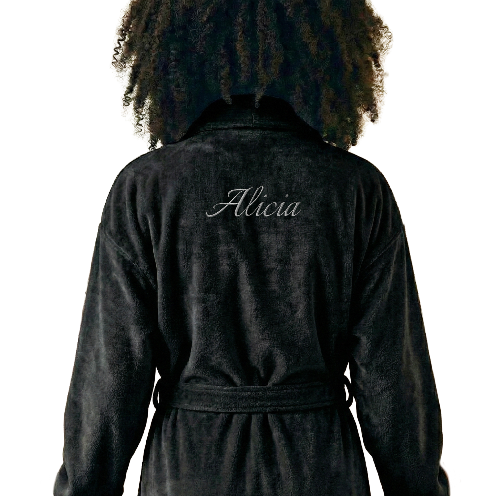 Bademantel mit Namen - Damen - Schwarz (L/XL)