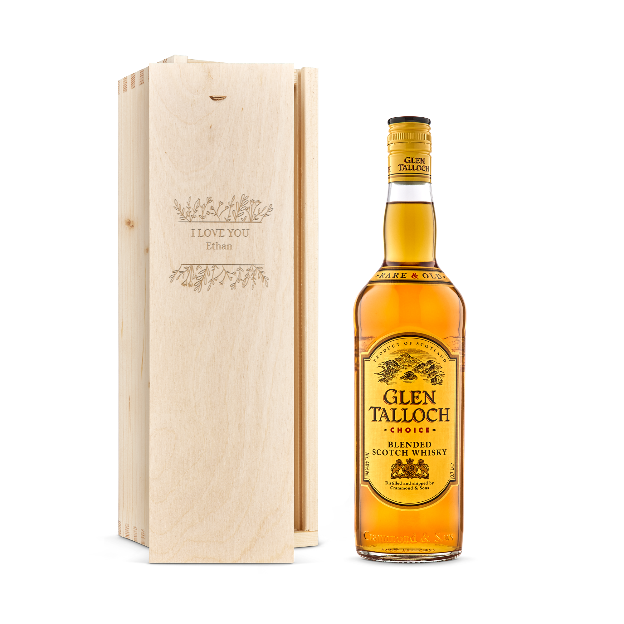 Personalised Whisky Gift - Glen Talloch - Wooden Case