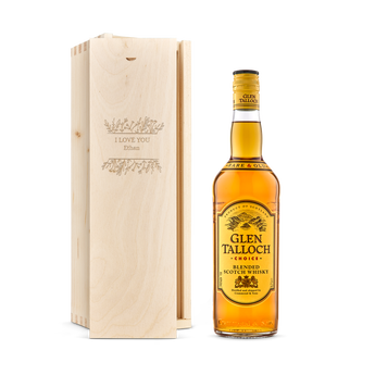 Glen Talloch whisky in personalised case